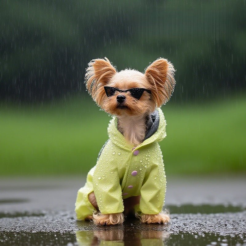 Waterproof Full - Cover Four - Leg Dog Raincoat with Hood All - Season Pet Rainwear - PIKAPIKA