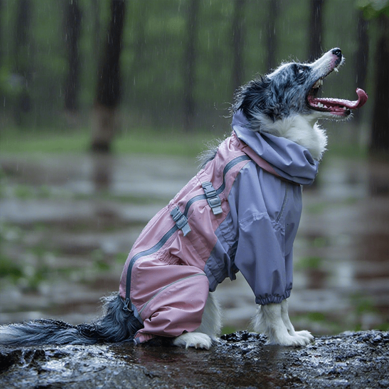 Waterproof Full - Cover Four - Leg Outdoor Big Dog Raincoat - PIKAPIKA