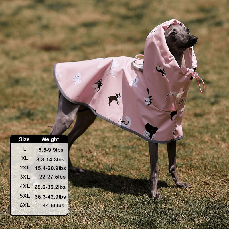 Waterproof Full - Cover Lightweight Raincoat for Small and Medium Dogs Whippet Pet Rainwear - PIKAPIKA