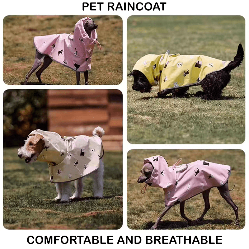 Waterproof Full - Cover Lightweight Raincoat for Small and Medium Dogs Whippet Pet Rainwear - PIKAPIKA