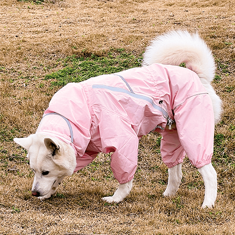 Waterproof Full - Cover Raincoat with Hood for Big Dogs Pet Rainwear - PIKAPIKA