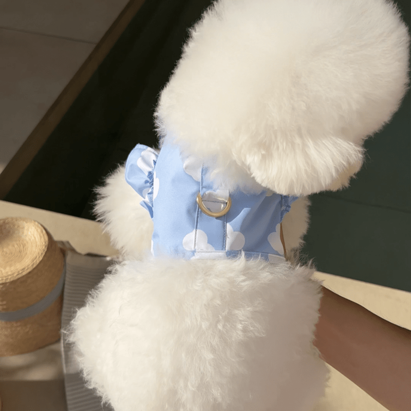 Waterproof Printed Hooded Dog Raincoat with Heart Cloud Design - PIKAPIKA