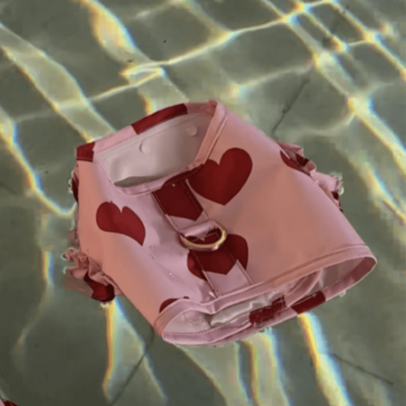 Waterproof Printed Hooded Dog Raincoat with Heart Cloud Design - PIKAPIKA