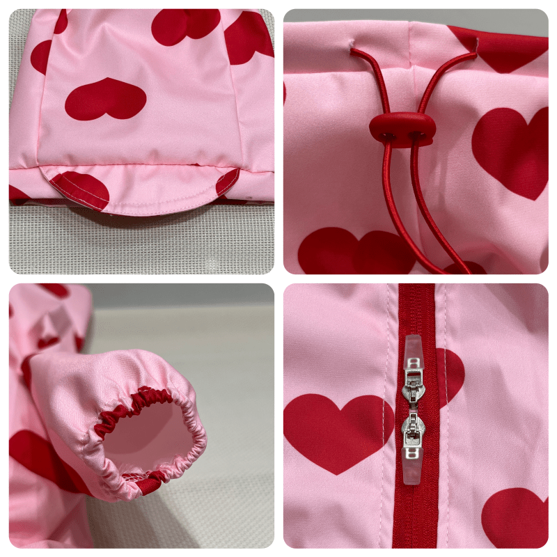 Waterproof Printed Hooded Dog Raincoat with Heart Cloud Design - PIKAPIKA