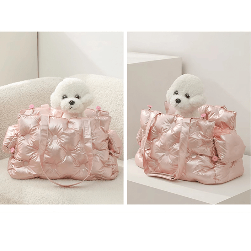 Winter Plush Dog Carrier Tote – Korean Style for Small Breeds - PIKAPIKA