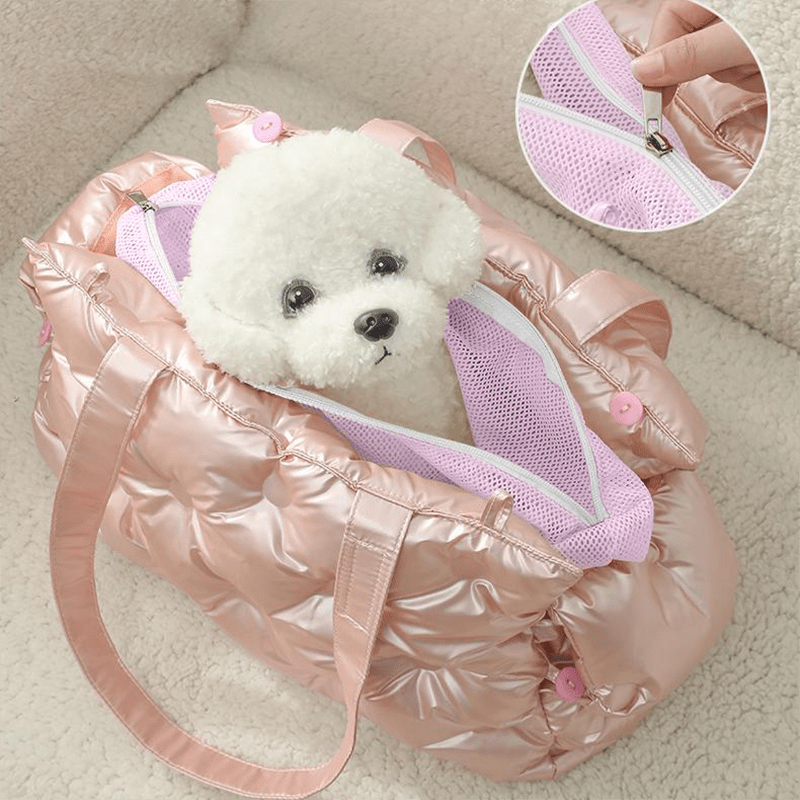 Winter Plush Dog Carrier Tote – Korean Style for Small Breeds - PIKAPIKA