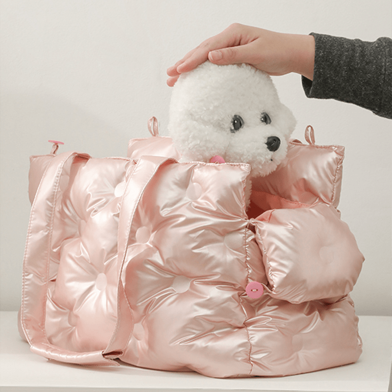 Winter Plush Dog Carrier Tote – Korean Style for Small Breeds - PIKAPIKA