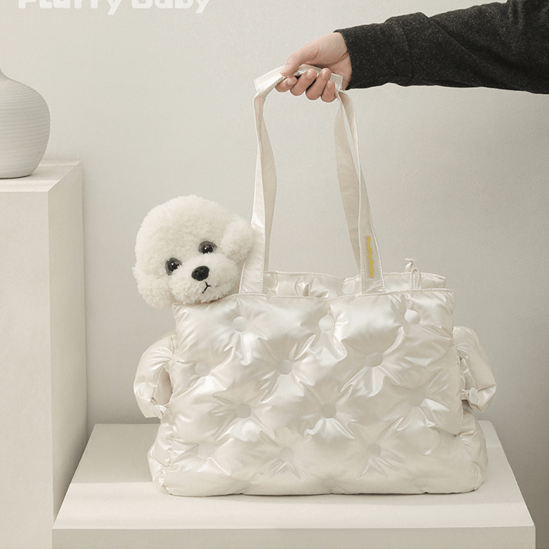 Winter Plush Dog Carrier Tote – Korean Style for Small Breeds - PIKAPIKA