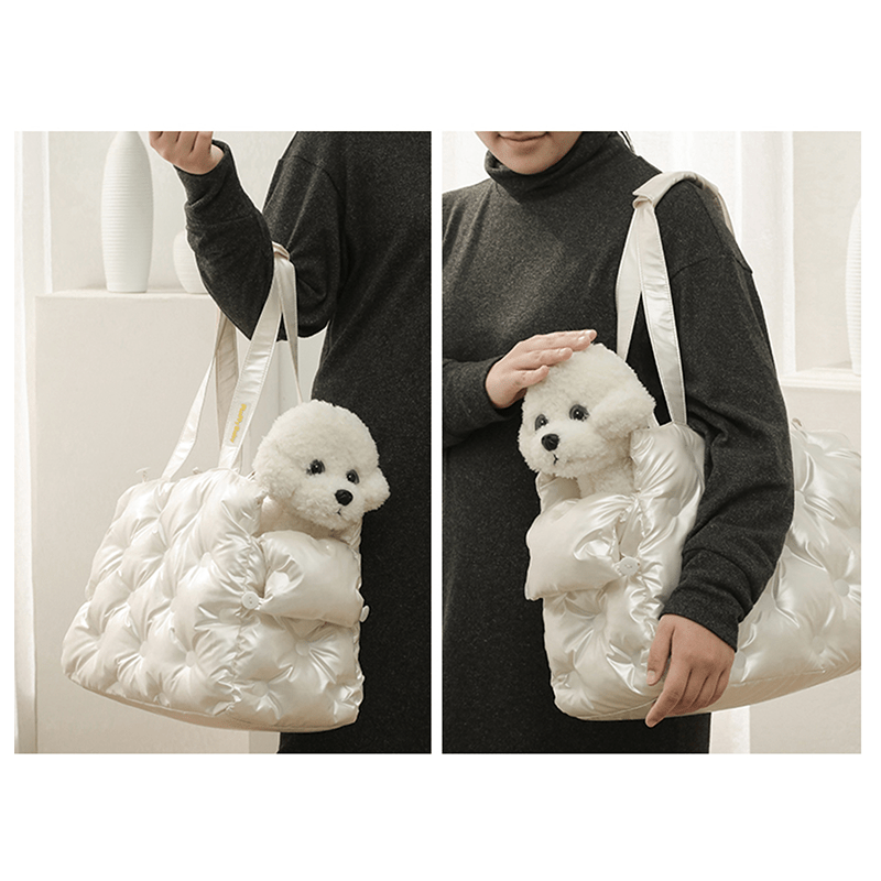 Winter Plush Dog Carrier Tote – Korean Style for Small Breeds - PIKAPIKA