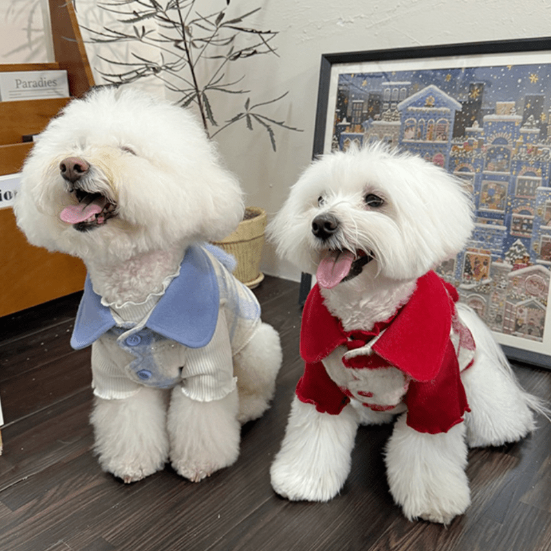 Woolen Coat Love Heart Dog Clothes Winter Button Cat Jacket - PIKAPIKA