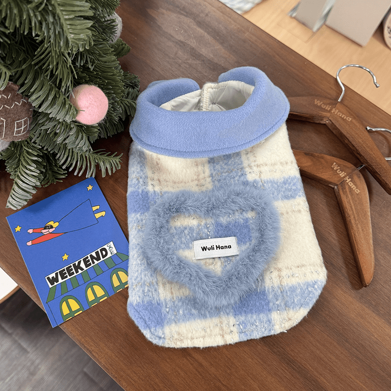 Woolen Coat Love Heart Dog Clothes Winter Button Cat Jacket - PIKAPIKA