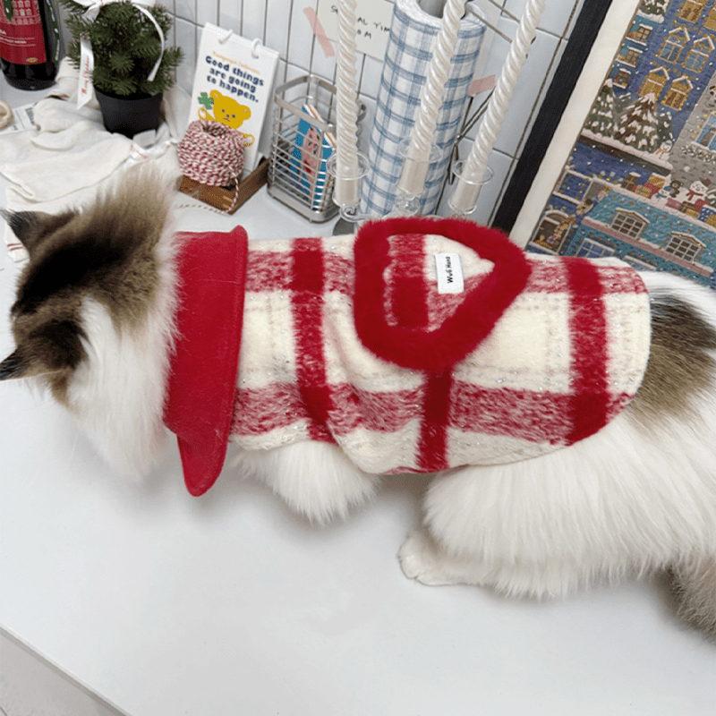 Woolen Coat Love Heart Dog Clothes Winter Button Cat Jacket - PIKAPIKA