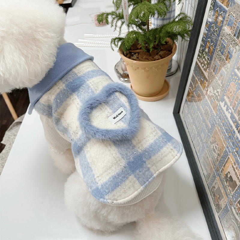 Woolen Coat Love Heart Dog Clothes Winter Button Cat Jacket - PIKAPIKA